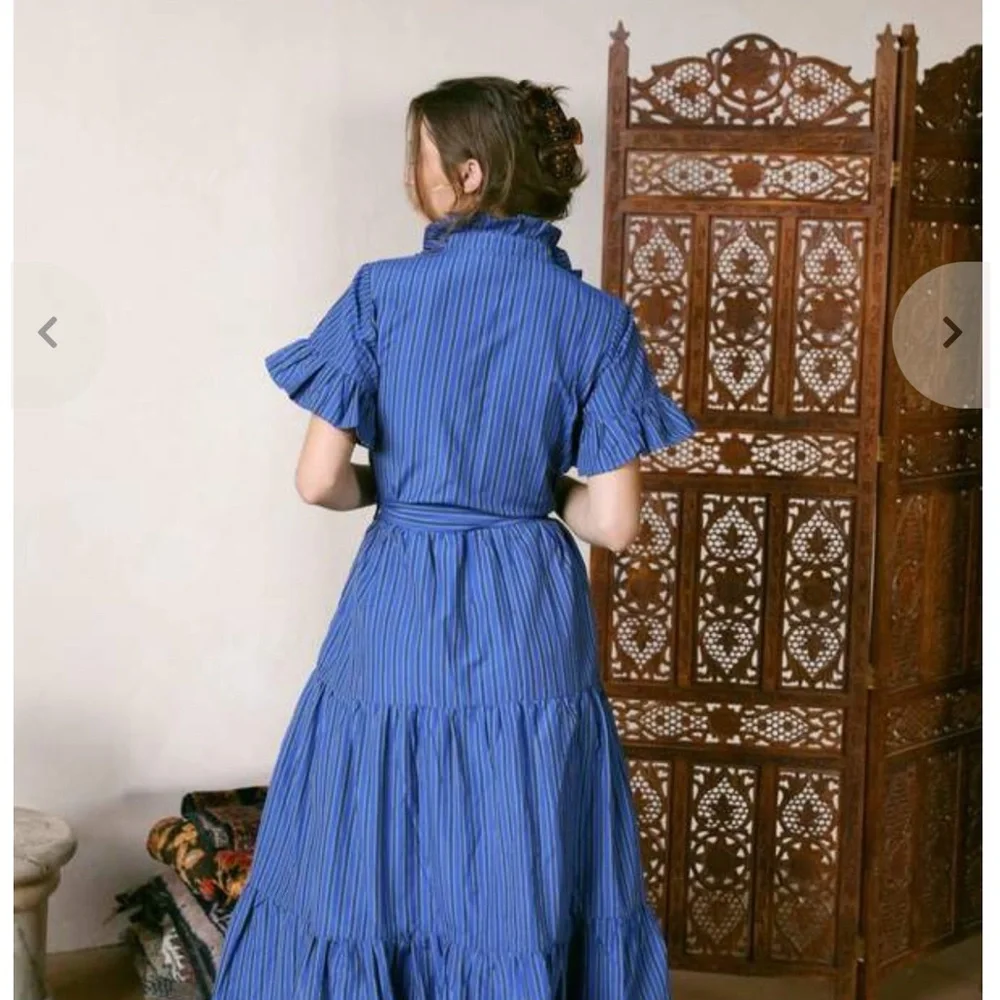 Milly Blue Striped Maxi Dress - Picture 2 of 7